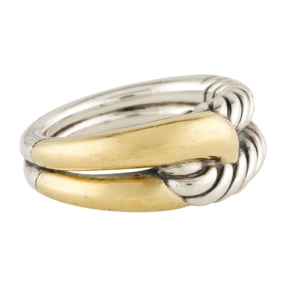 DAVID YURMAN 18K YELLOW GOLD & STERLING SILVER 925 CABLE LINK BAND RING - Picture 2 of 7